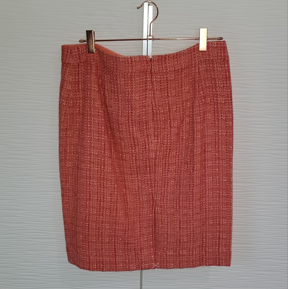 Tweed J. Crew Orange and Pink Pencil skirt size 10 - Picture 2 of 6